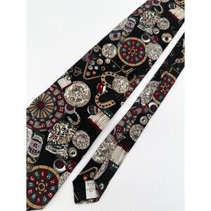 Oscar De La Renta Couture Men 100% Silk Casino Gambling Necktie Tie 57"L  4"W